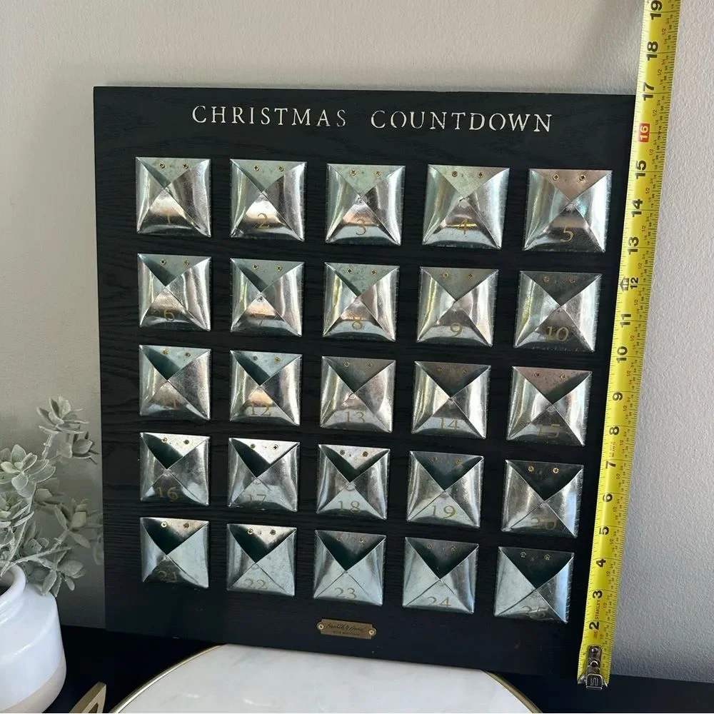 Hearth & Hand Dark Wooden Farmhouse Christmas Countdown Advent Candy Calendar